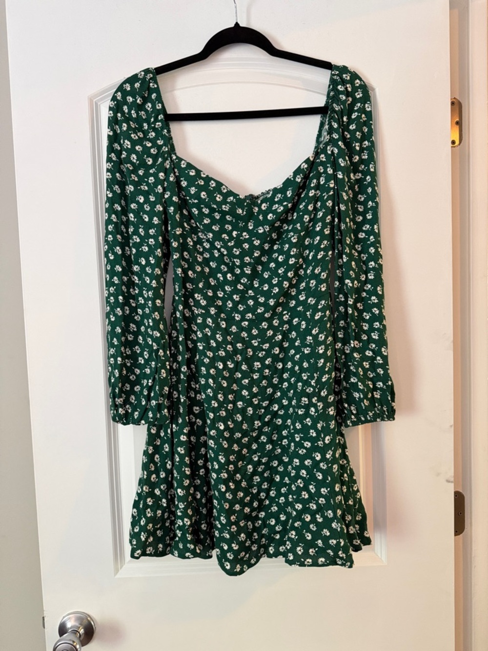 Reformation Emerald Green Floral Long-Sleeve Mini Dress